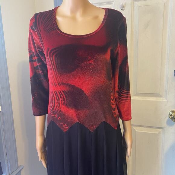 Vintage 90s Pyramid Collection Velvet Maxi Dress Goth Boho Witchy Renaissance S - Picture 10 of 11